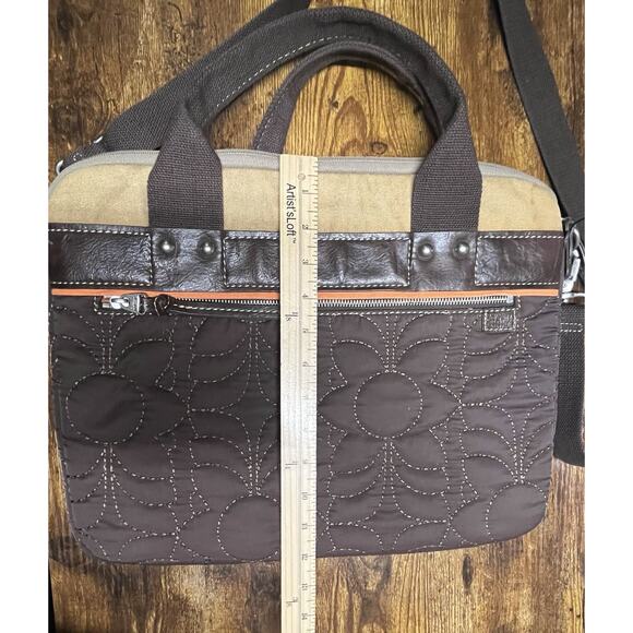 Fossil Key Per Quilted Messenger Bag Laptop Bag Computer Tote Brown & Or… - Picture 11 of 12